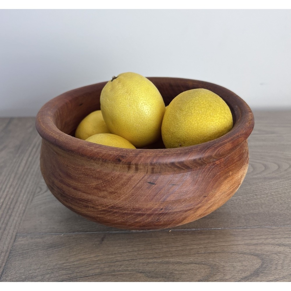 Hand Turned Solid Wood Bowl Rustic Farmhouse Salad Fruit Dough Bowl